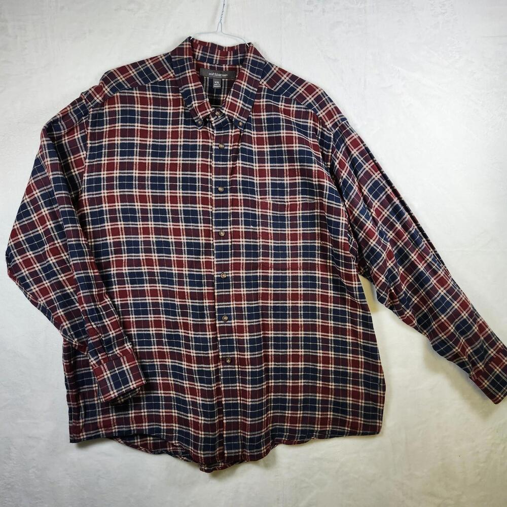Croft And Barrow Plaid Flannel‎ Shirt Red Blue Size 2XL
